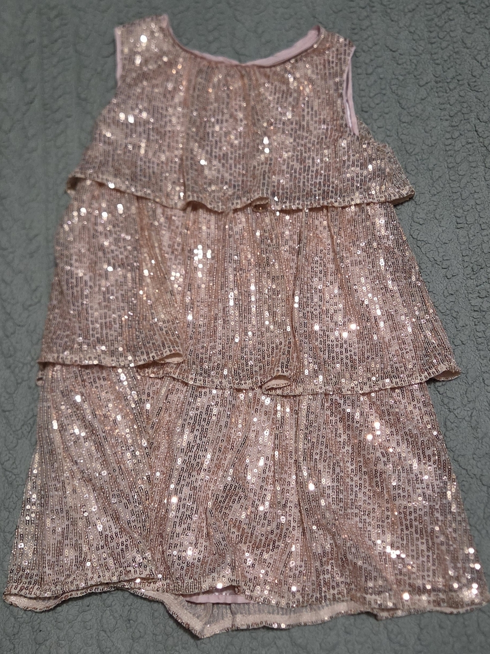 Cat & Jack Rose Gold Sequin Tiered Dress